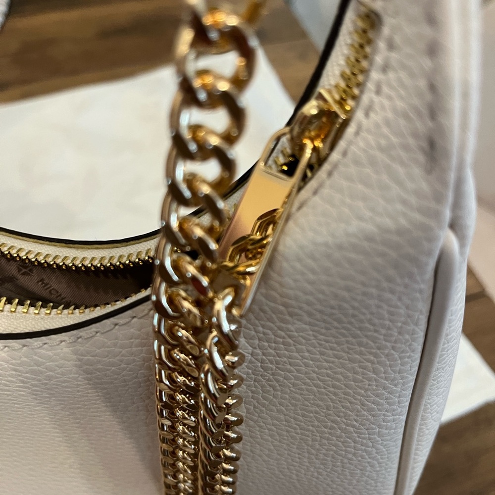 Michael Kors Cream Shoulder Bag with Gold Accent - Picture 10 of 16